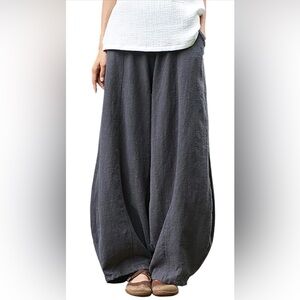 NWT IXIMO Women's Casual Linen/Cotton Baggy Pants w/Elastic Waist, Size XXL